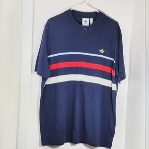 Adidas Premium Knit 1/2 Zip Short-Sleeve Wool Pullover Sweater Sz XL Lightweight